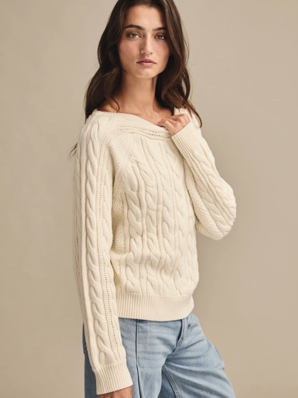 NWT - Lucky Brand Cable Knit Boatneck Sweater
